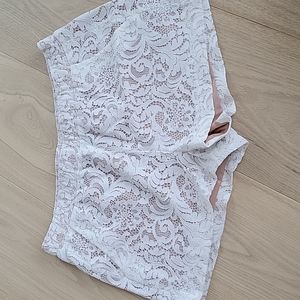 BCBG MaxAzria white lace shorts, size M